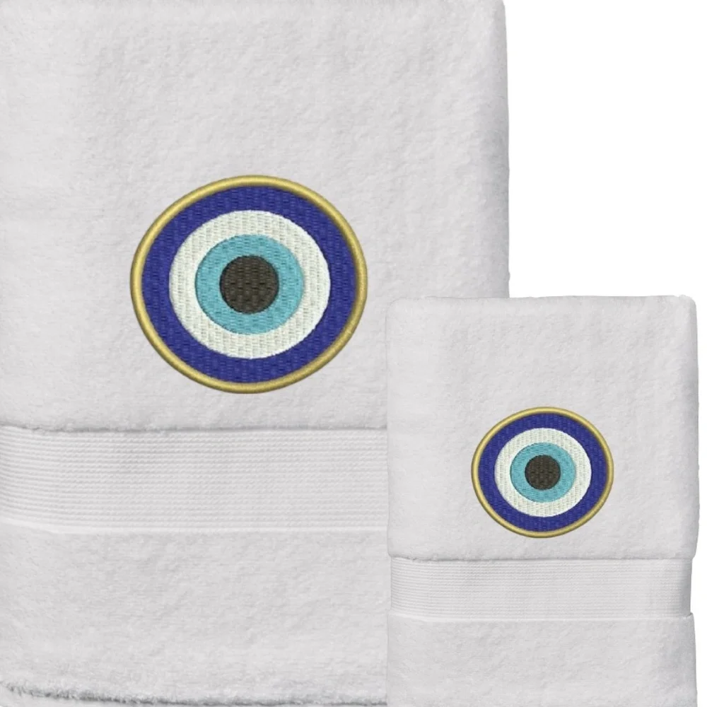 Set Evil Eye Embroidered 1 Hand 1 Bath Pick a set New Made to order Black